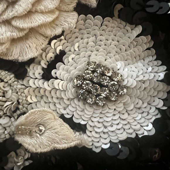 Alice+Olivia FRANCIE Asymmetric Floral Appliques Sequin Embellished Fitted Dress - Picture 16 of 17